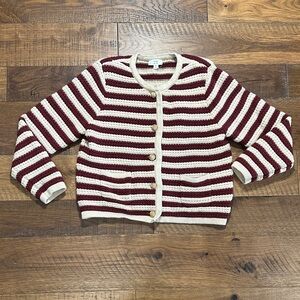 Kids Burgundy and Cream Striped Sweater